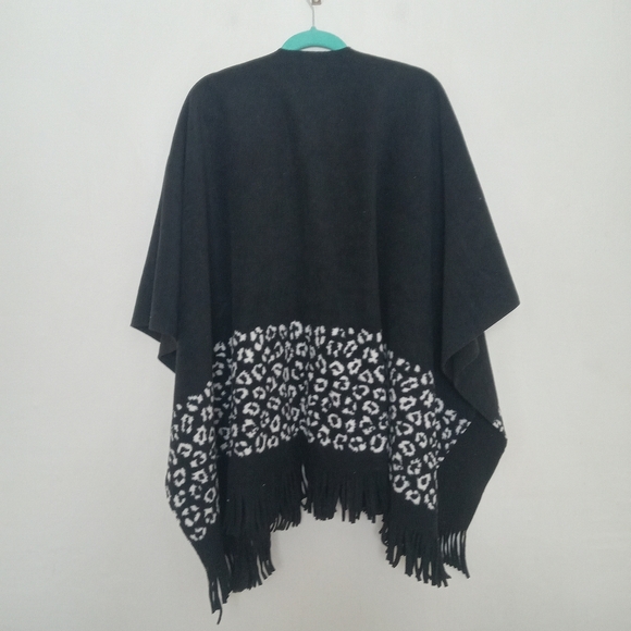 RACHEL Rachel Roy Black White Leopard Print Wrap One Size Fits Most - Picture 7 of 11